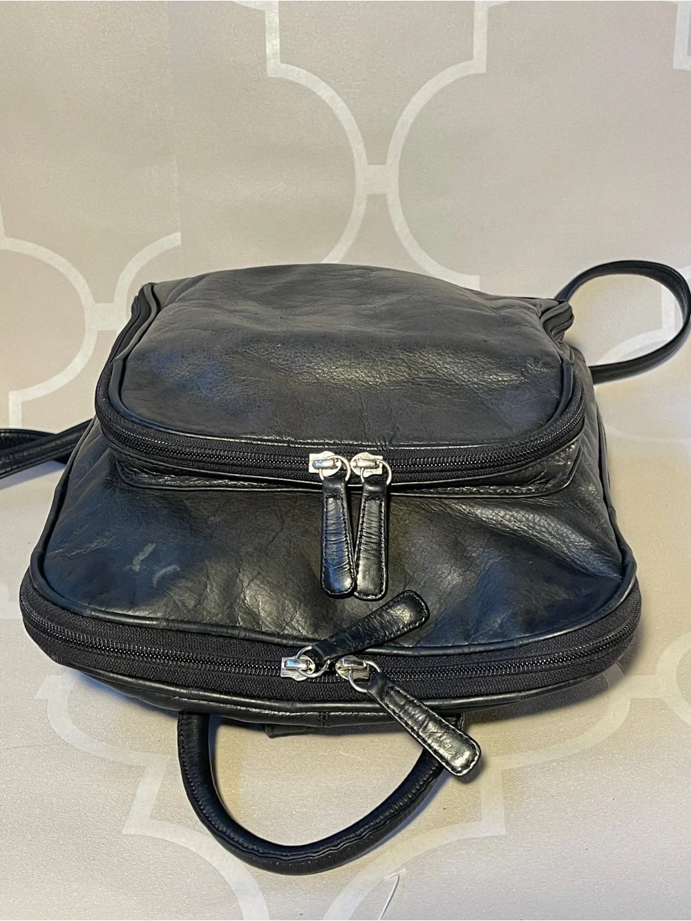 Osgoode Marley Soft Black Leather Organizer Backpack RFID Travel Work Purse
